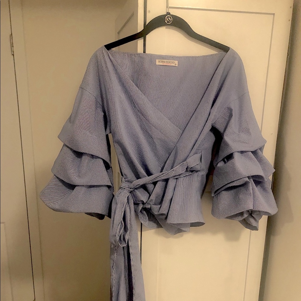 Bobbi Rocco Bishop Sleeve Wrap Blouse